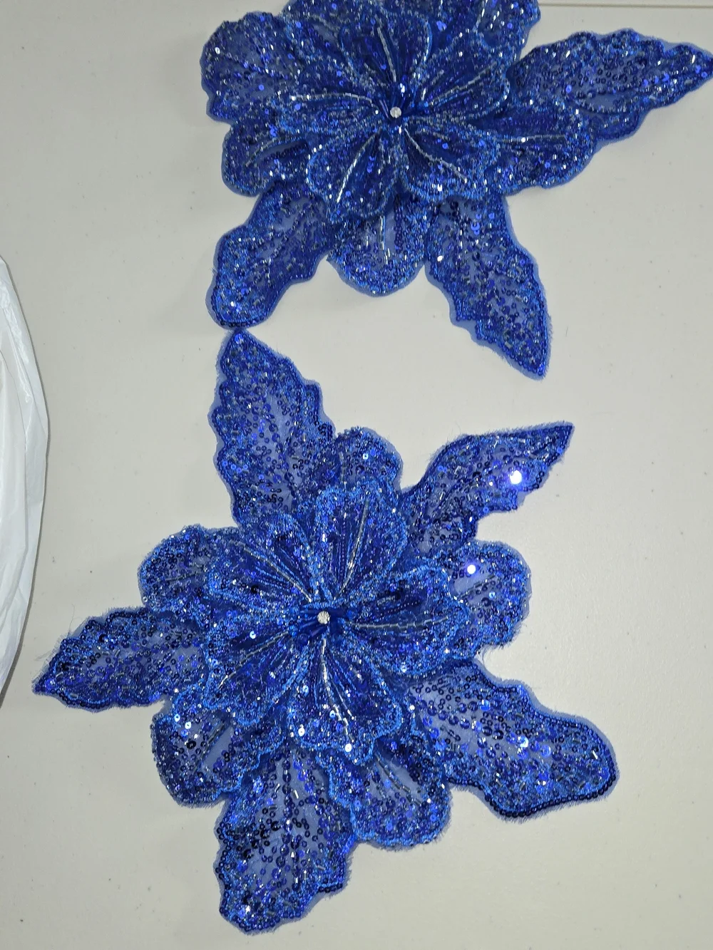 Blue Sequin Floral Home Accent | Decorative Applique (6 Pieces)